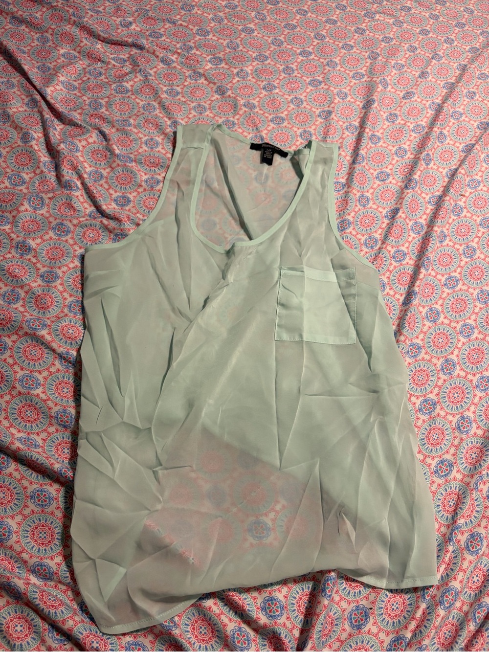 Bluenotes Mint Green Sheer V-Neck Camisole